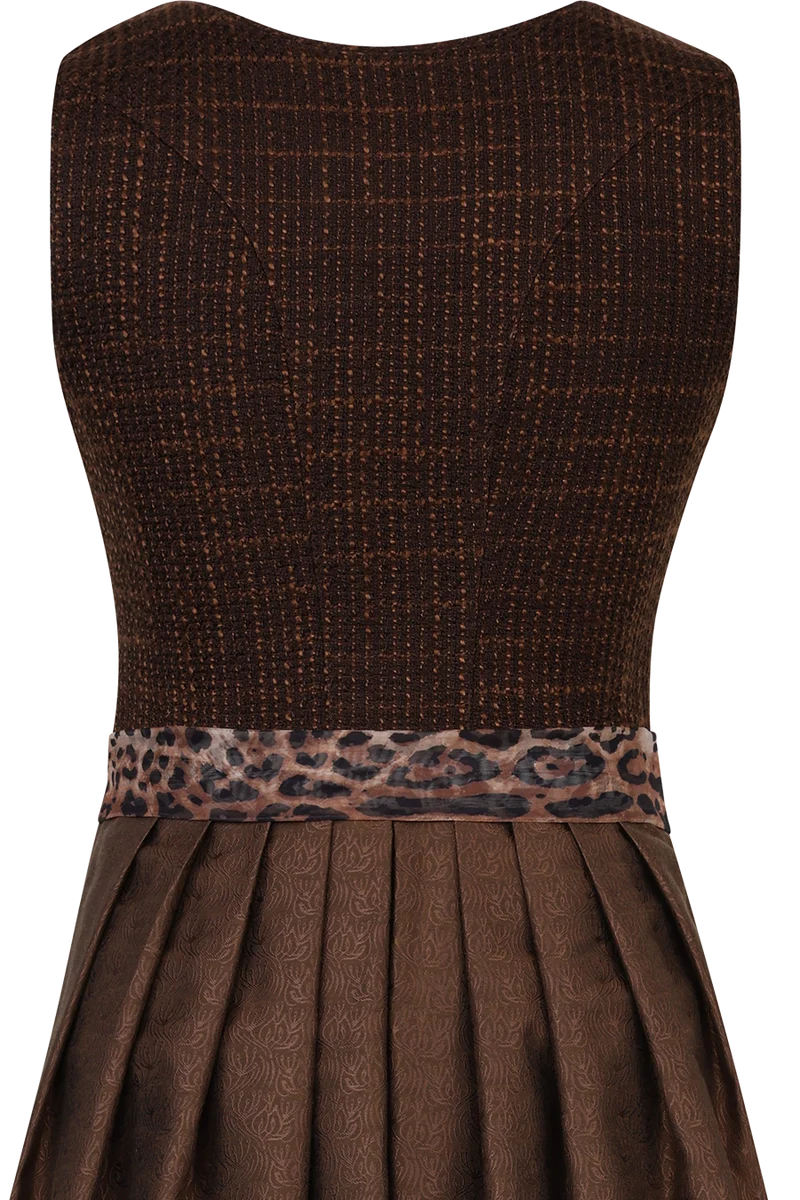 Midi-Leoprintdirndl mit Srukturmieder - espresso leo