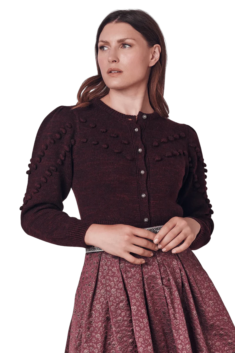 Trachten Jacke, Krüger, Burgund, Rot, Paolia, Strickjacke