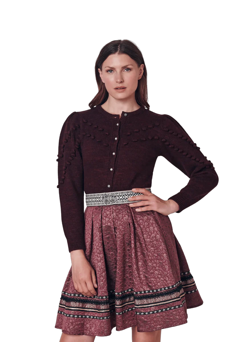 Trachten Jacke, Krüger, Burgund, Rot, Paolia, Strickjacke