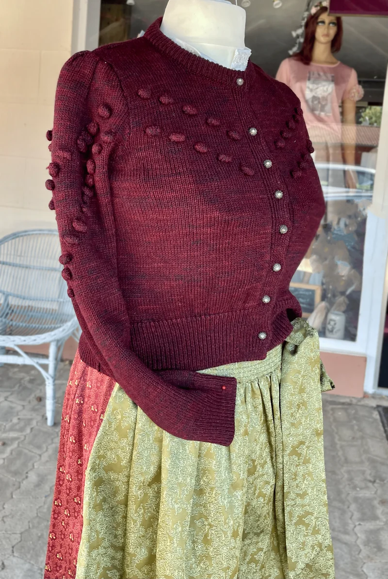 Trachten Jacke, Krüger, Burgund, Rot, Paolia, Strickjacke