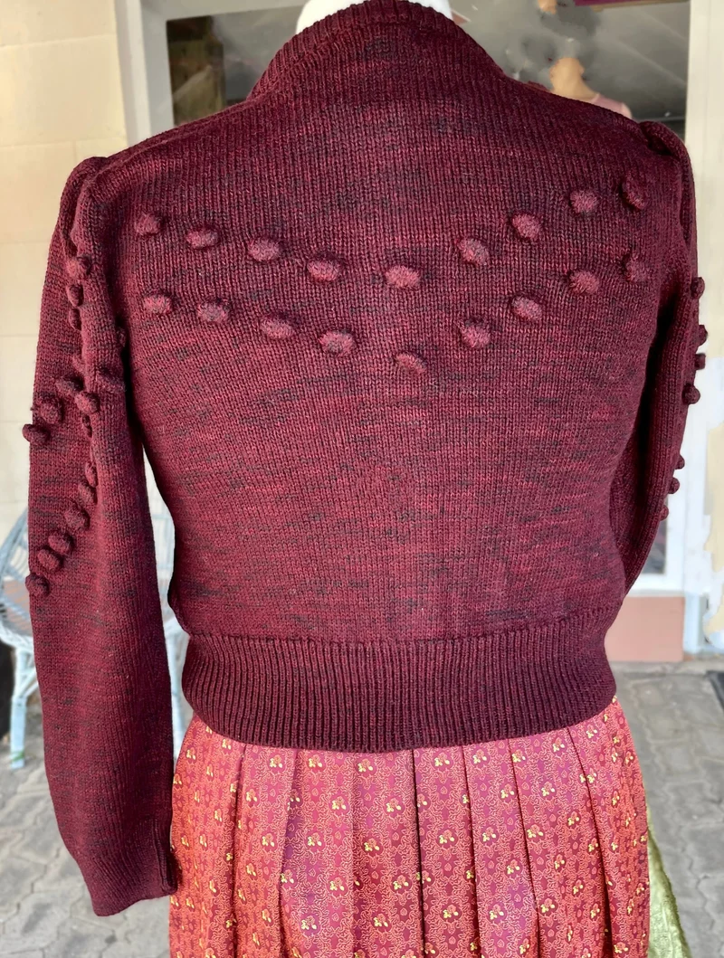 Trachten Jacke, Krüger, Burgund, Rot, Paolia, Strickjacke