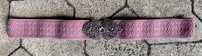 Trachten Stretch Gürtel, rosa silber, 4 cm