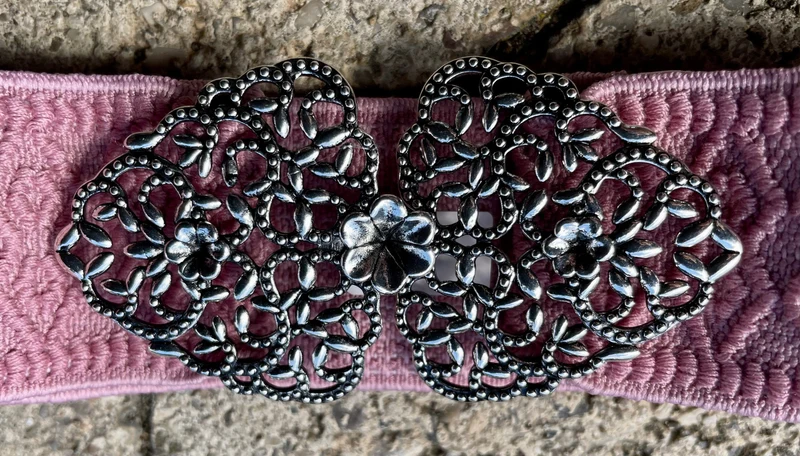 Trachten Stretch Gürtel, rosa silber, 4 cm