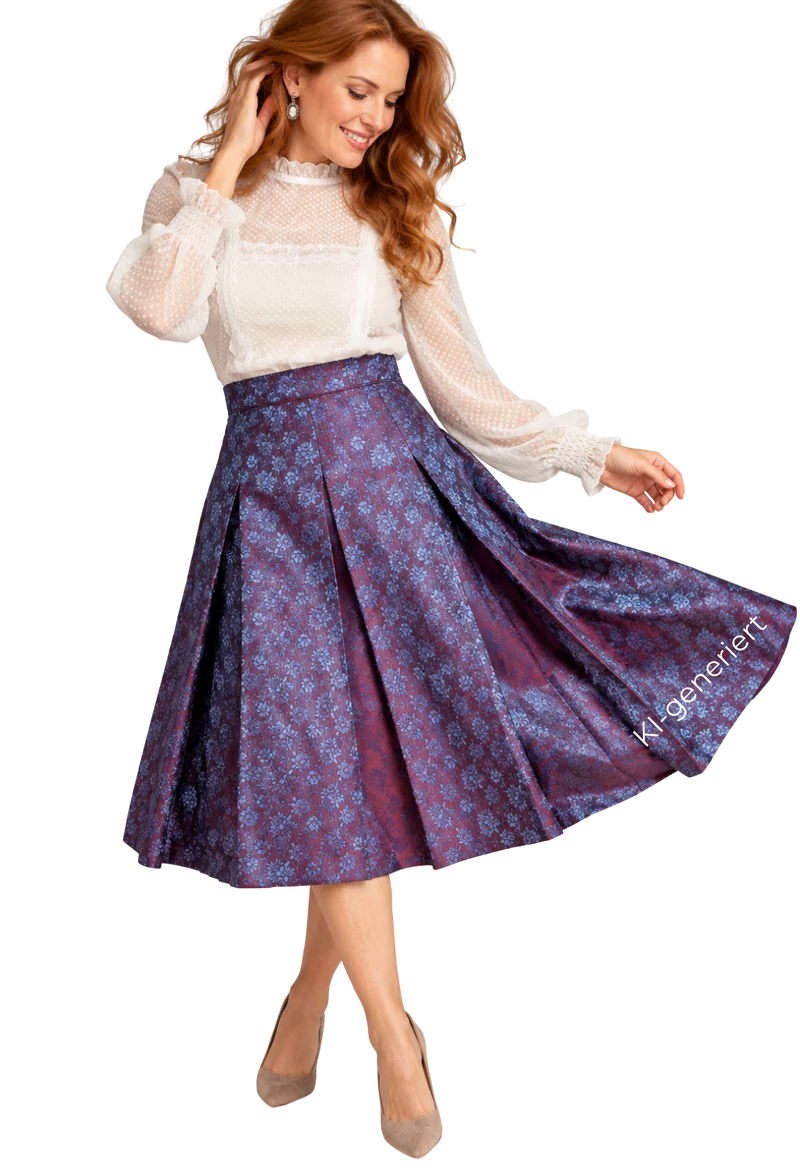Trachten Rock Midi 60 cm, Wonne blau violet lila, Spieth & Wensky