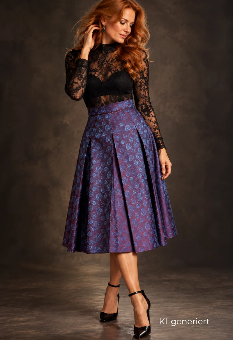 Trachten Rock Midi 60 cm, Wonne blau violet lila, Spieth & Wensky