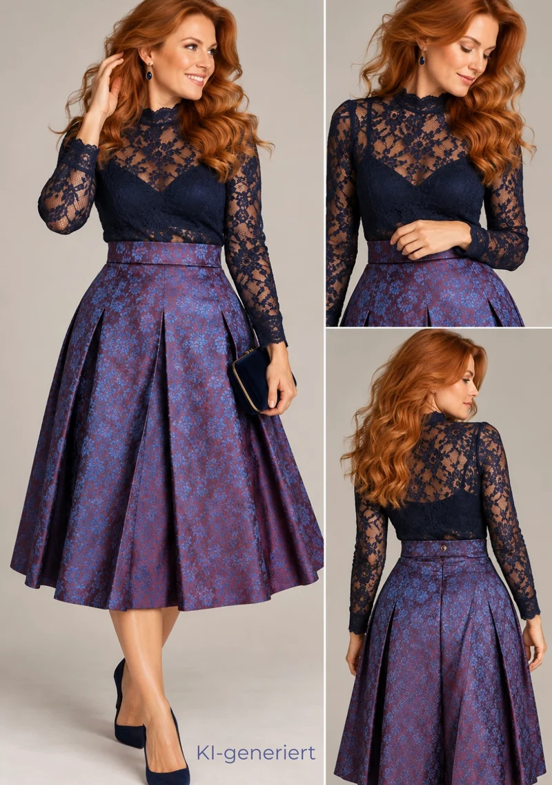 Trachten Rock Midi 60 cm, Wonne blau violet lila, Spieth & Wensky