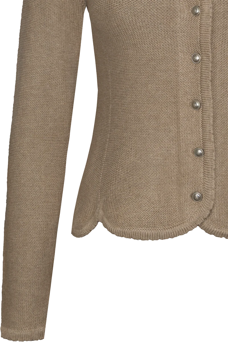 Damen Dirndljacke Strickjacke tailliert - taupe