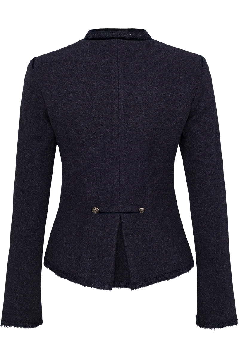 Damen Trachtenblazer mit flauschiger Wellenborte - dunkelblau