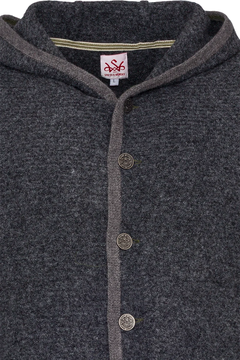 Herren Strickjacke in Walkoptik mit Armpatches - anthra