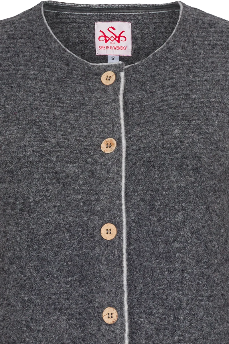 Damen Walkoptik-Strickjacke mit Woll- und Stretchanteil - grau