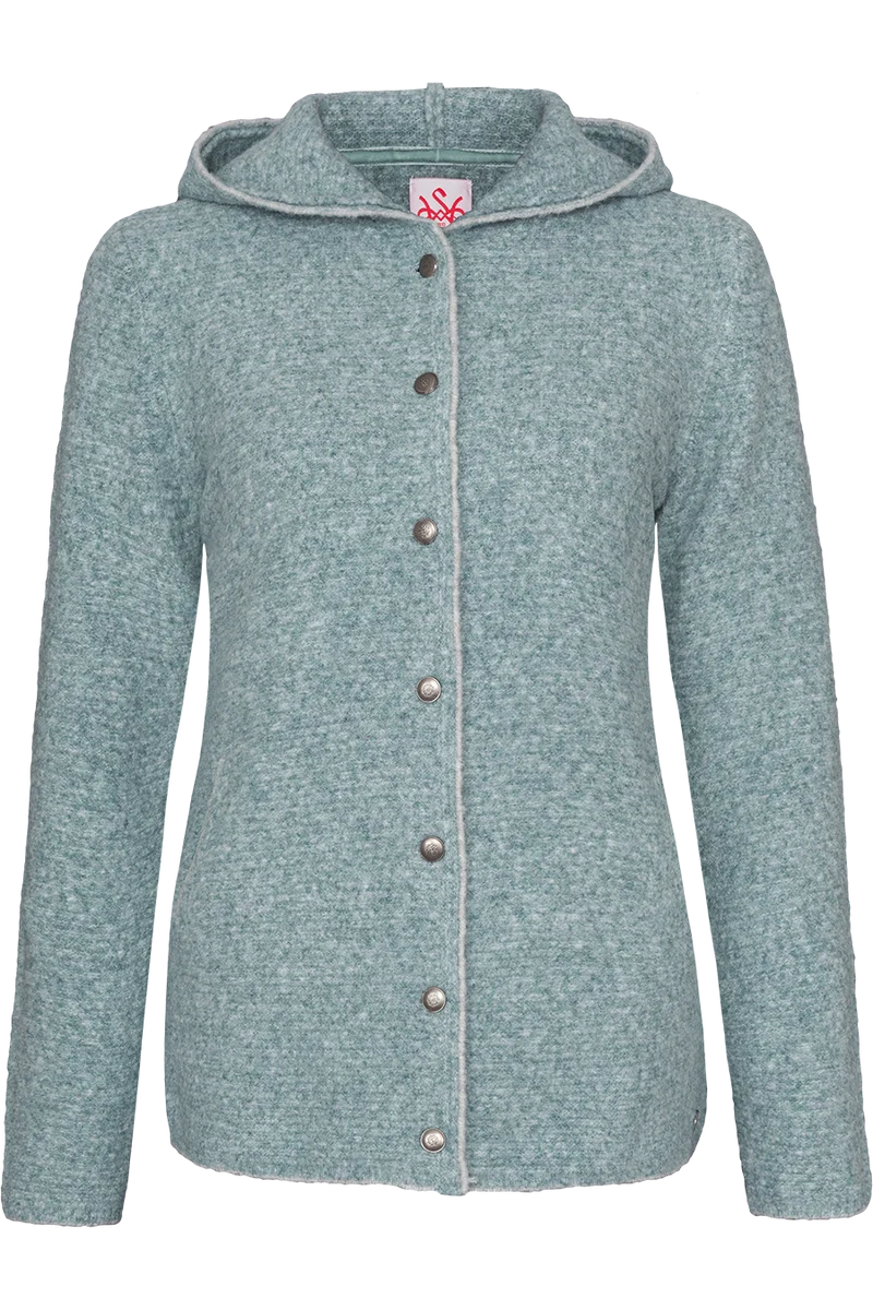 Damen Walk-Srickjacke mit Wolle - türkis