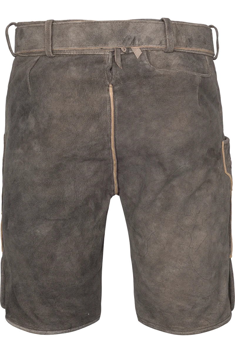 Kurze Herren Wildbock-Lederhose mit Gürtel - stonegrey schwarz