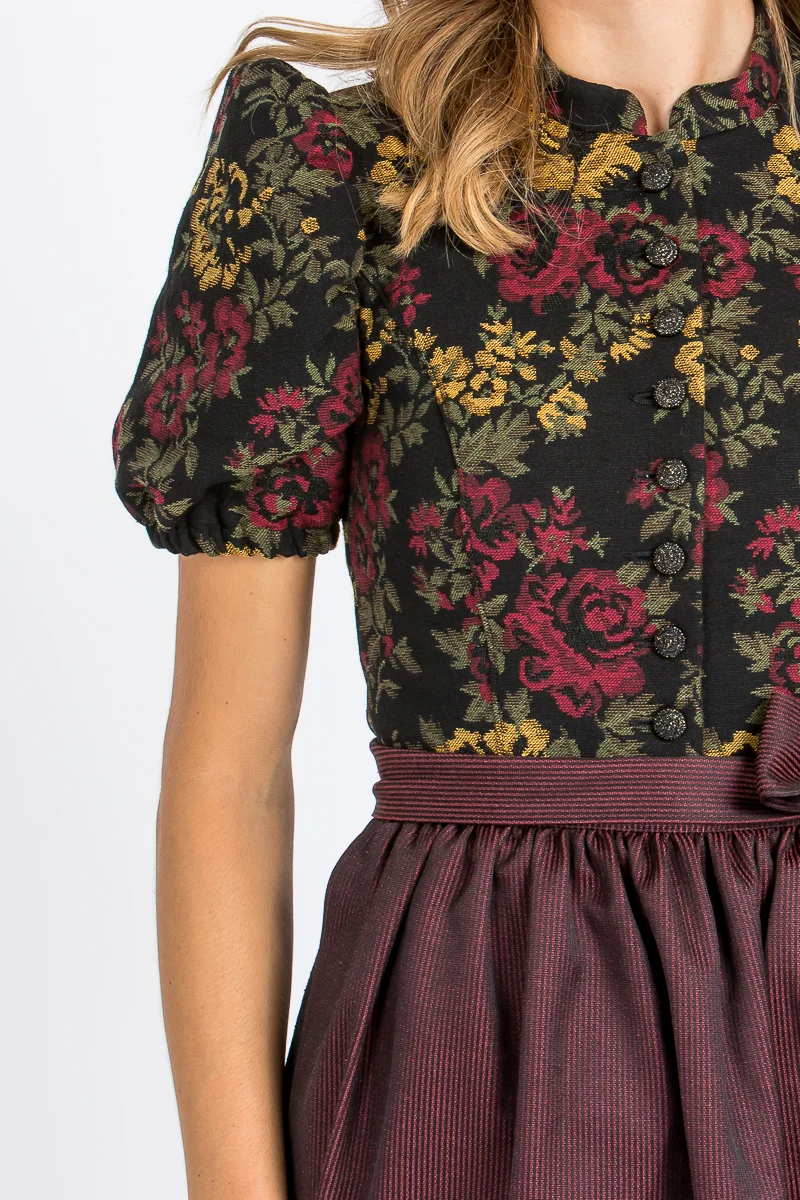 Almliebe Ärmeldirndl Therese bordeaux geblümt