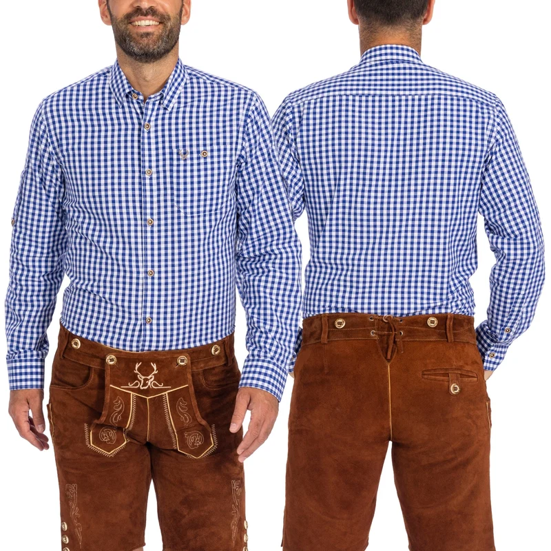 Lederhosen Shirt Classic Checkered Blue