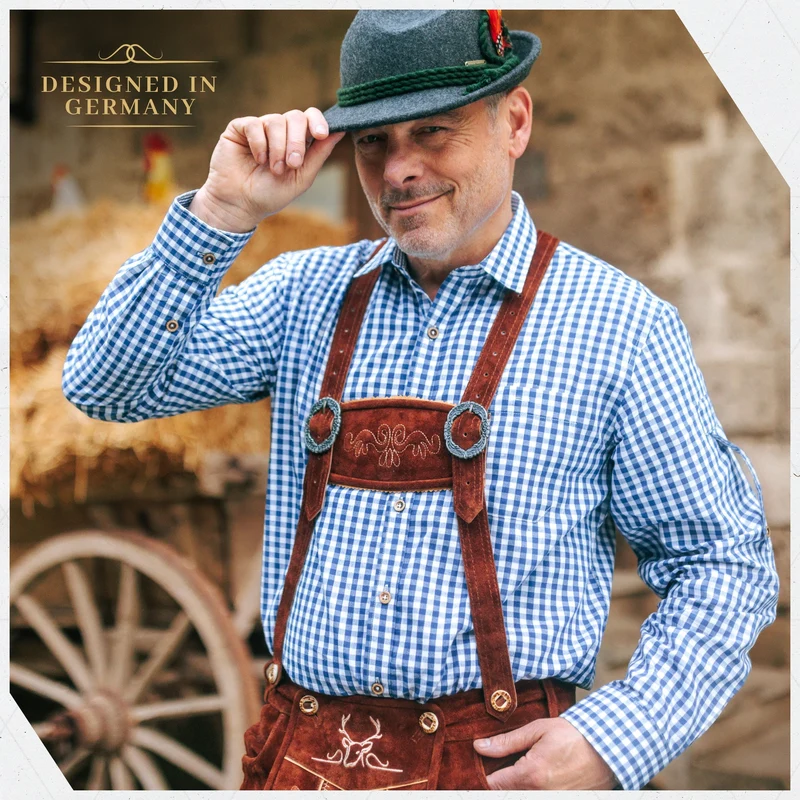 Lederhosen Shirt Classic Checkered Red