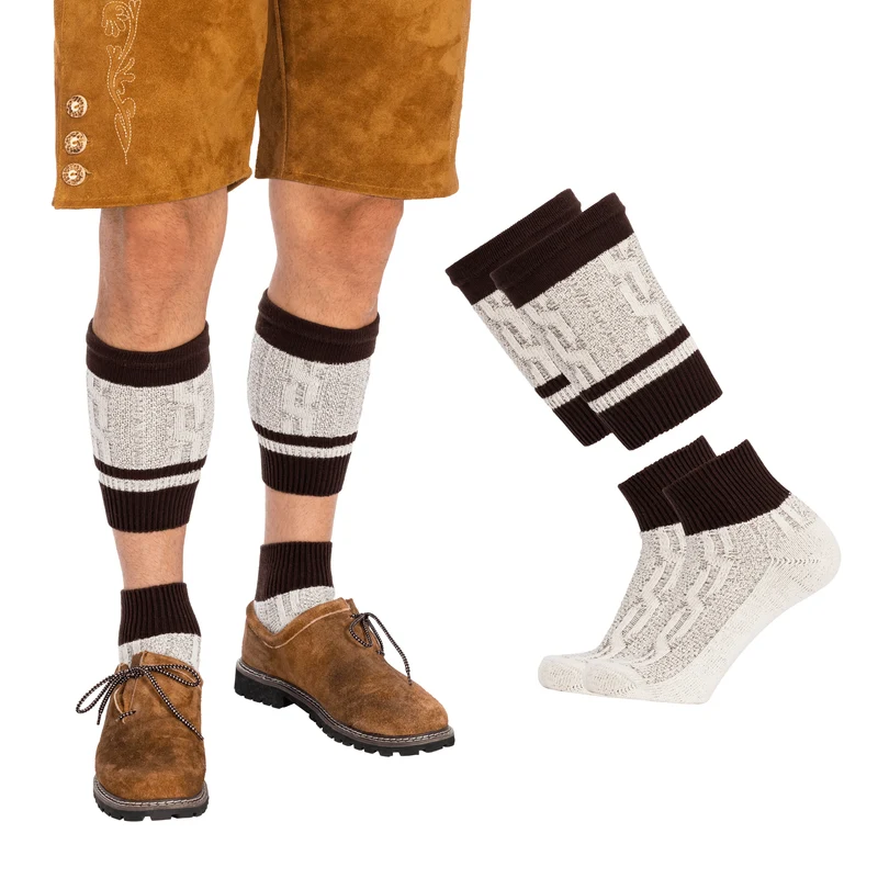 Men’s Lederhosen Socks Loferl Brown Heather White