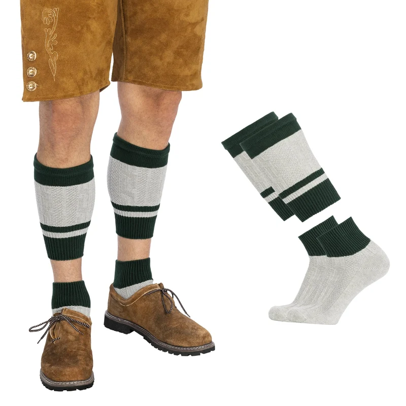 Men’s Lederhosen Socks Loferl Green Heather White