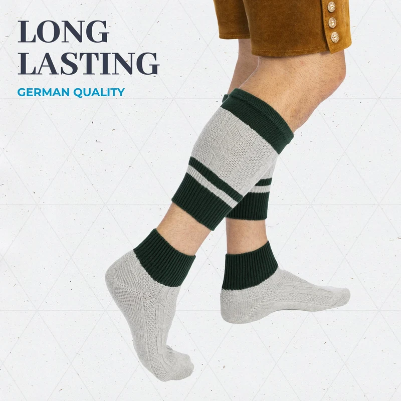 Men’s Lederhosen Socks Loferl Green Heather White