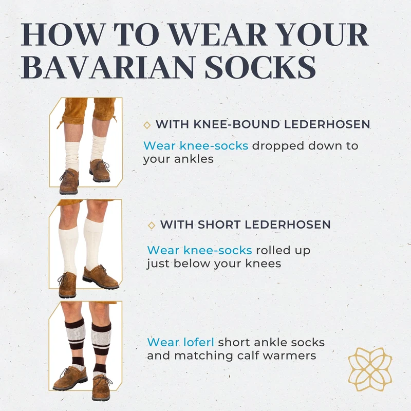 Men’s Lederhosen Socks Loferl Green Heather White