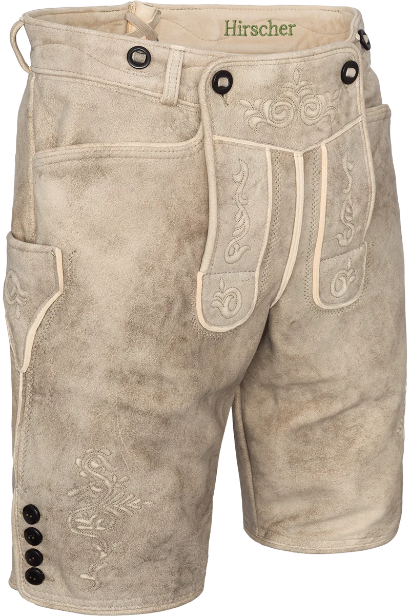 Herren Hirschlederhose kurz - safari beige