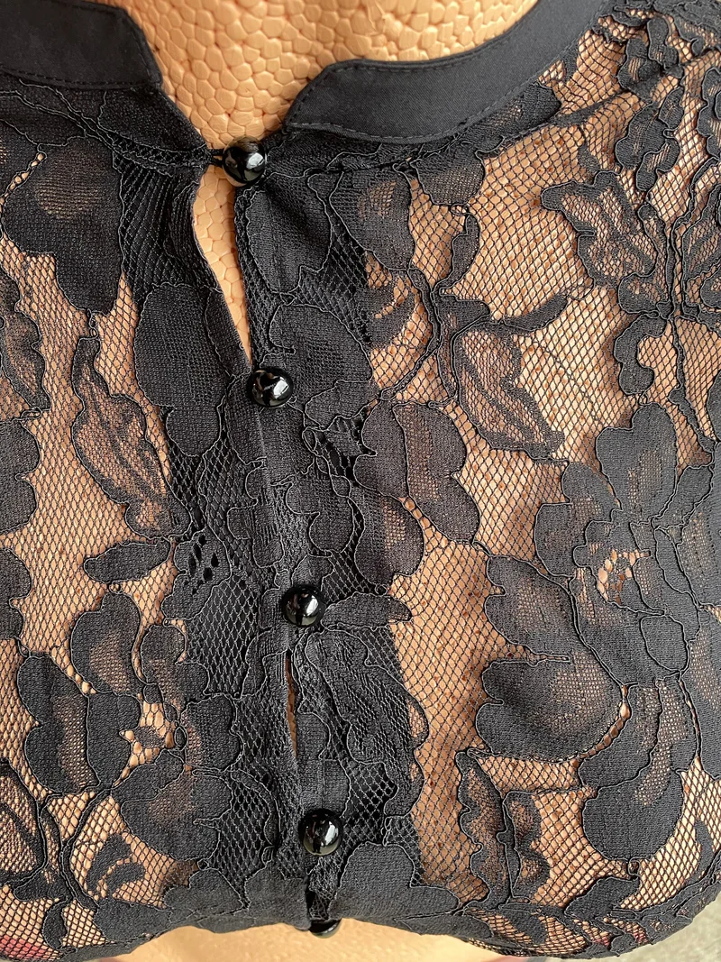 Dirndlbluse, Spieth & Wensky, schwarz, Angelika, Spitze, hochgeschlossen