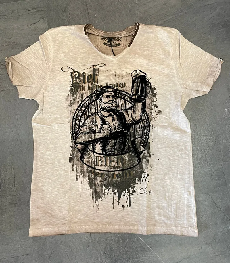 Herrenshirt, Trachten Shirt, HangOwear, Bier versteht, beige