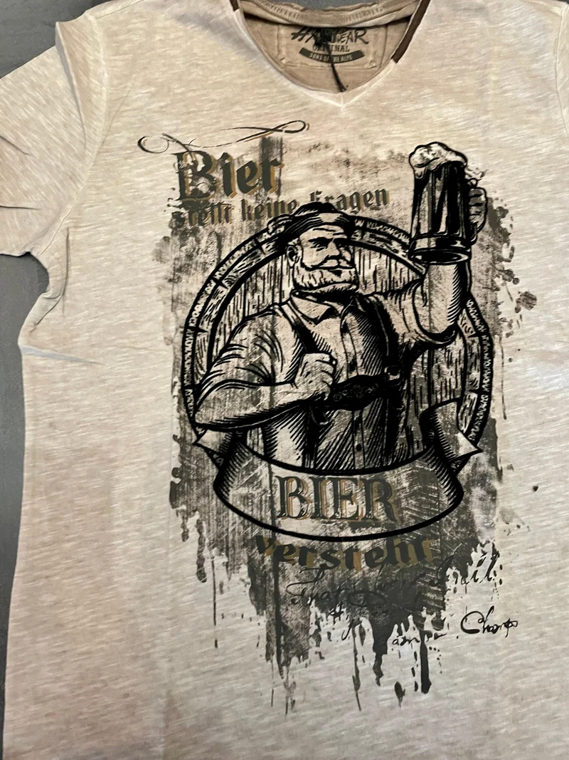 Herrenshirt, Trachten Shirt, HangOwear, Bier versteht, beige
