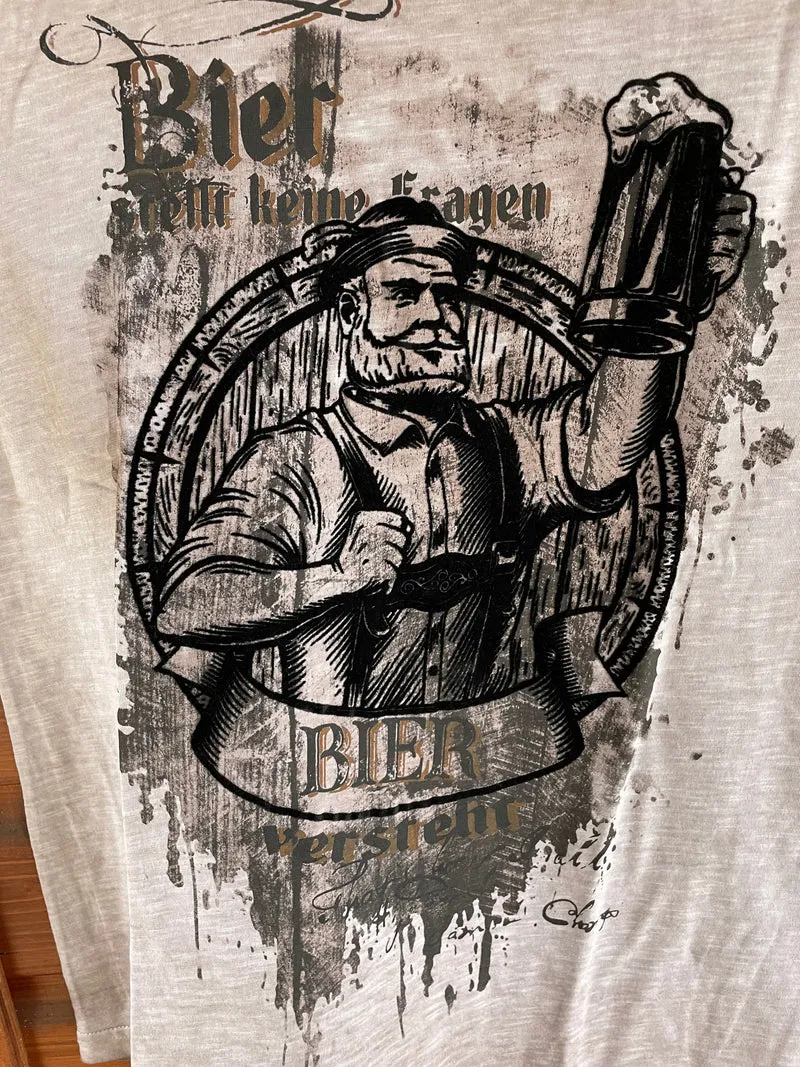 Herrenshirt, Trachten Shirt, HangOwear, Bier versteht, beige