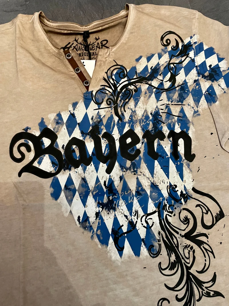 Herrenshirt, Trachten Shirt, HangOwear, Zerres, Bayern, beige