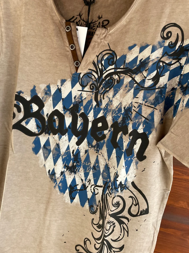Herrenshirt, Trachten Shirt, HangOwear, Zerres, Bayern, beige
