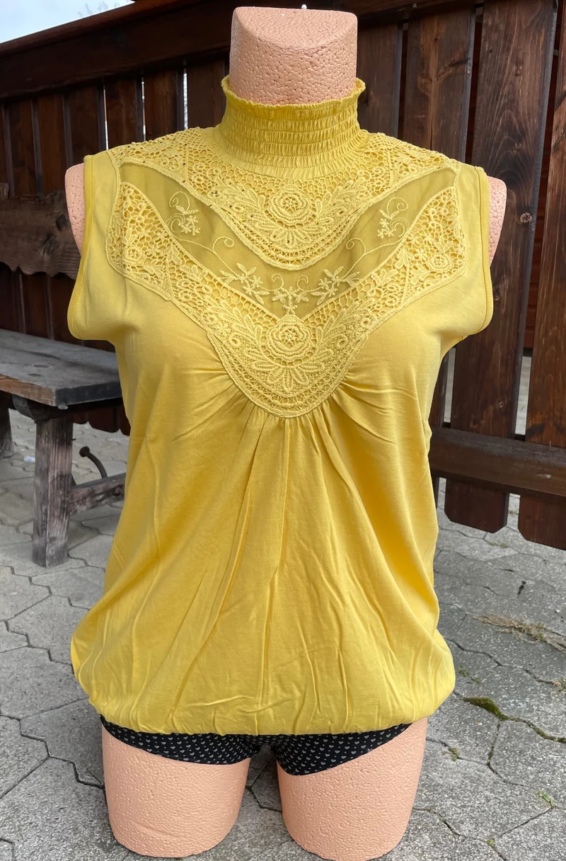 Trachtenshirt, HangOwear, Yonca, Top, gelb, Spitze