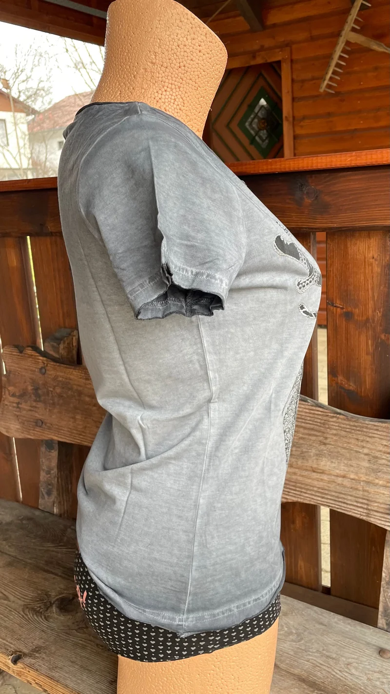 Trachtenshirt, HangOwear, Yusra, grau, Hirsch