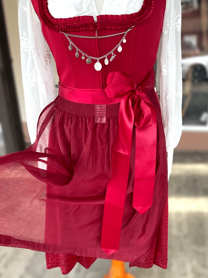 Dirndl Krüger Collections, Shiloh, 70 cm, rot mit Charivari, große Größen