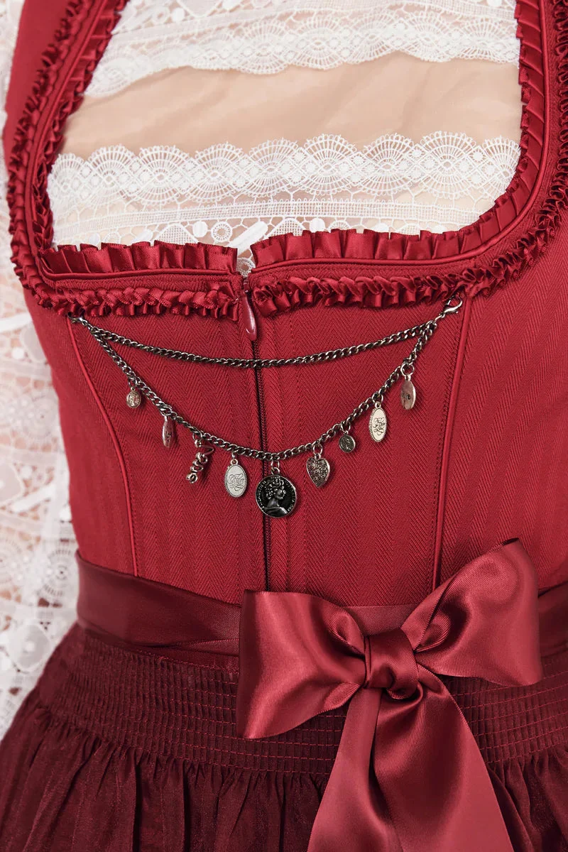 Dirndl Krüger Collections, Shiloh, 70 cm, rot mit Charivari, große Größen