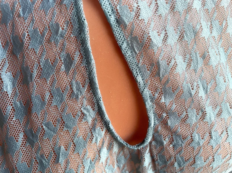 Dirndlbluse Krüger Collection, Hahnentritt, hochgeschlossen, halbarm, blau Bernarda