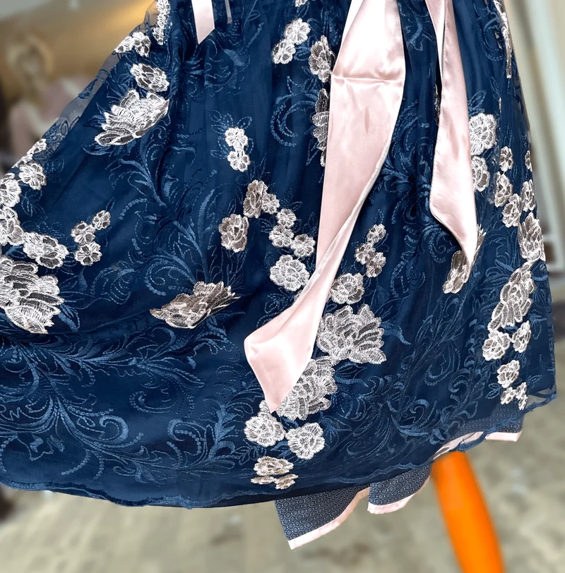 Dirndl Krüger Madl, Tracy, blau rosa, 60 cm, Midi