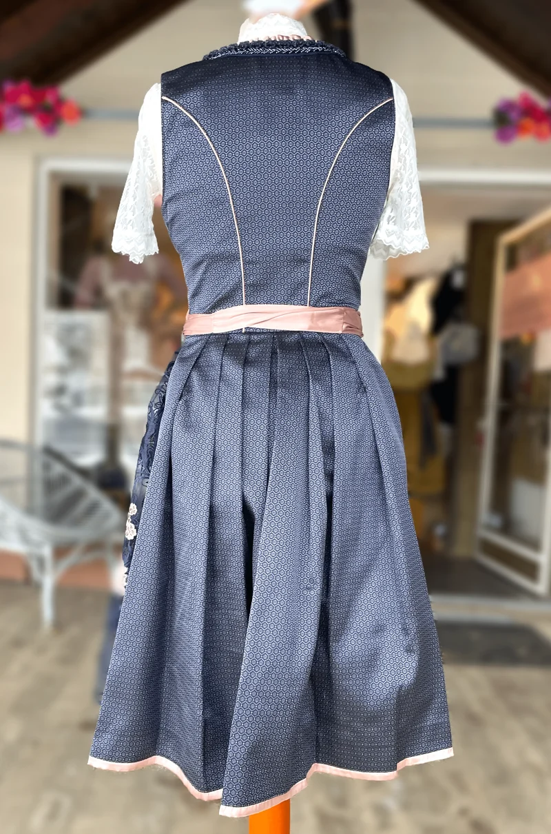 Dirndl Krüger Madl, Tracy, blau rosa, 60 cm, Midi