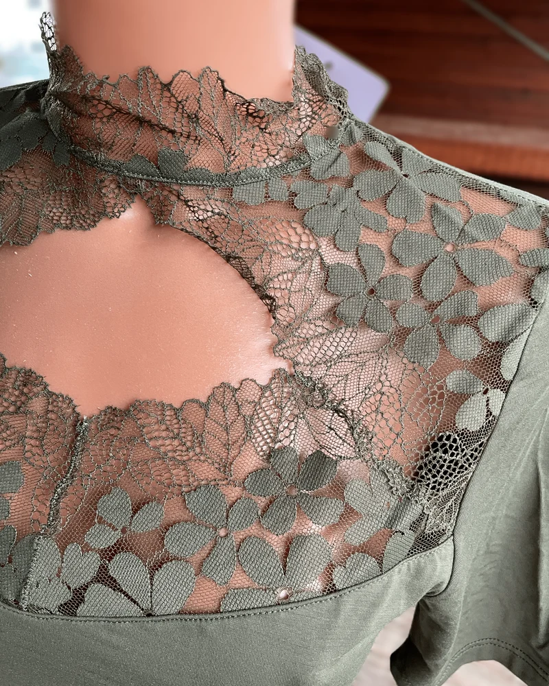 Trachtenbluse, Modal Shirt, Nina von C., moosgrün, hochgeschlossen