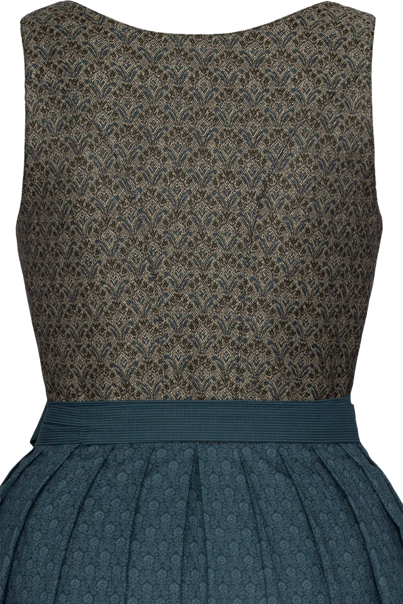 Langes Dirndl mit Jaquardmieder - blau gemustert