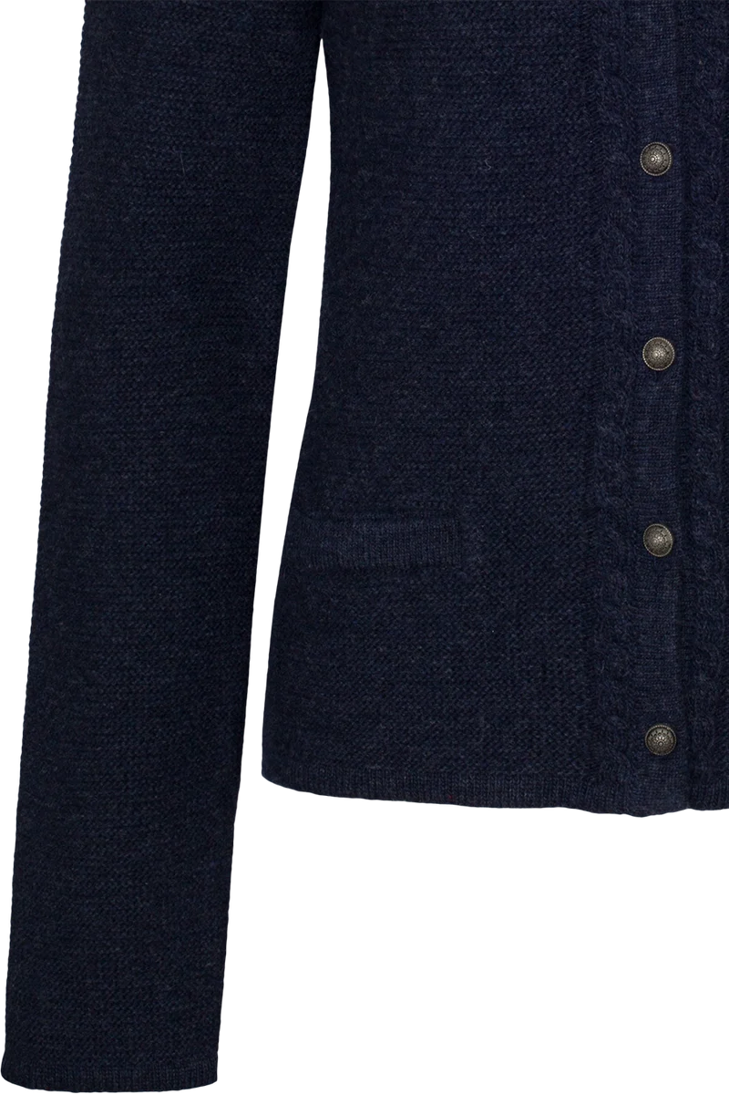 Damen Strickjacke mit Wolle und Zopfmuster - dunkelblau