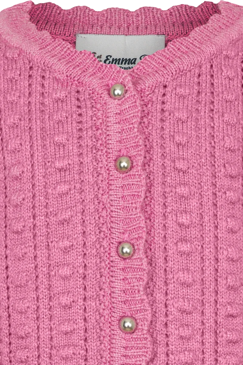 Kinder Trachten-Strickjacke mit Baumwolle - himbeere