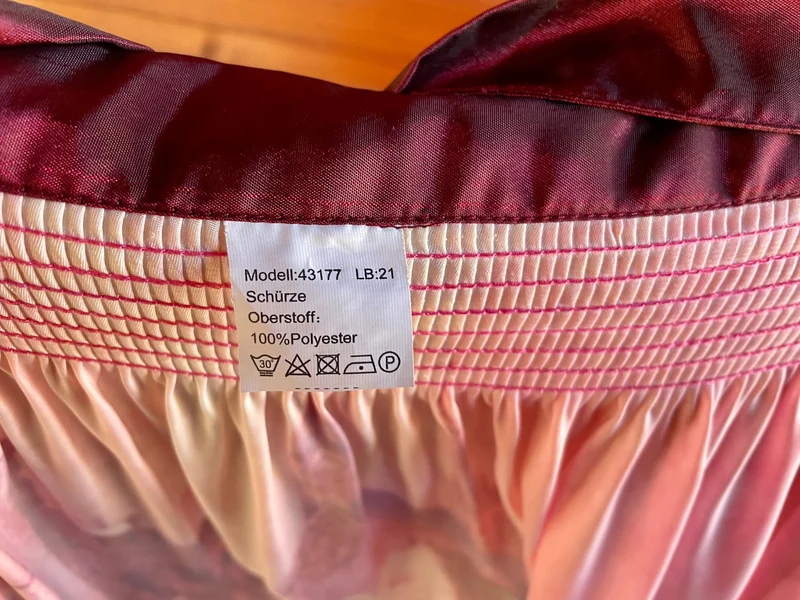 Dirndlschürze, Krüger bedruckt, 67, 70er, bordeaux, Gr. 3