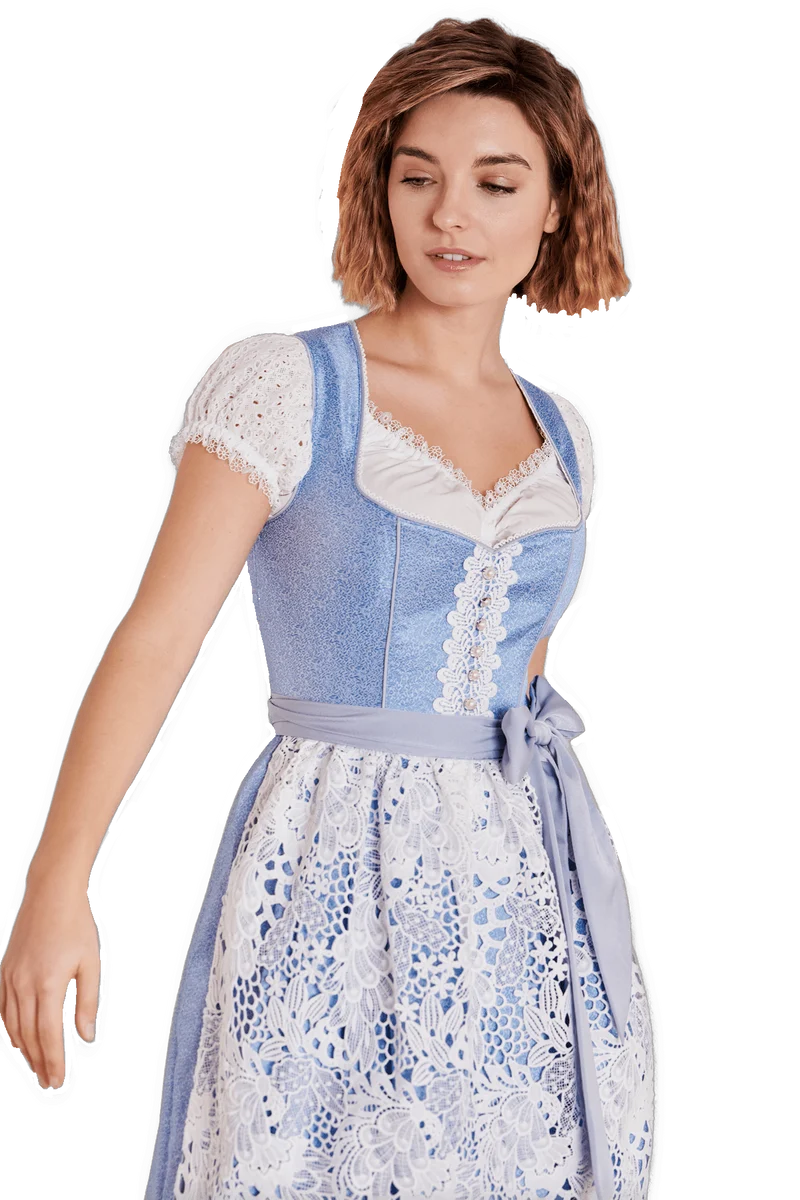 Dirndl Krüger Madl, Shania, blau weiß, 60 cm, Midi