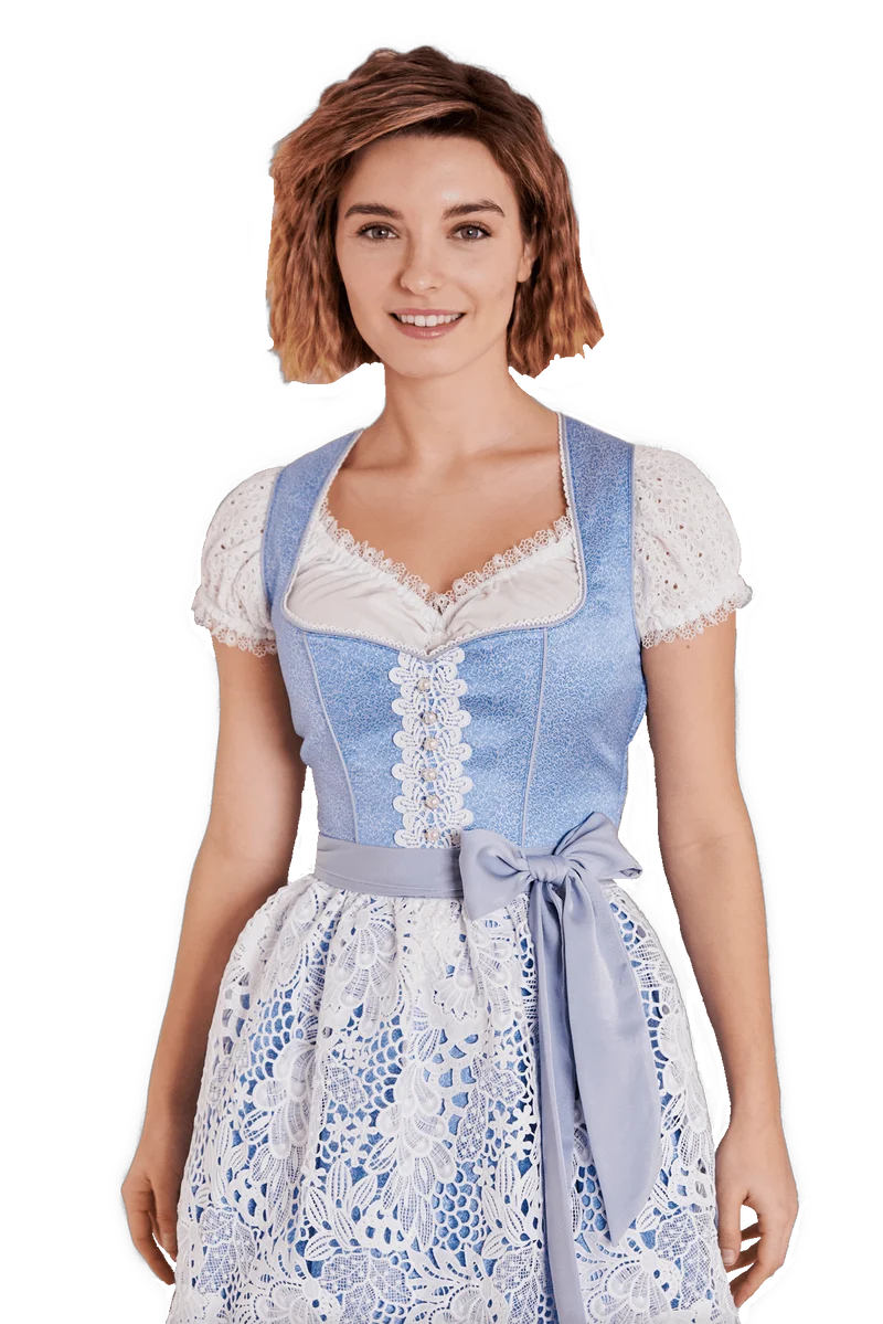 Dirndl Krüger Madl, Shania, blau weiß, 60 cm, Midi
