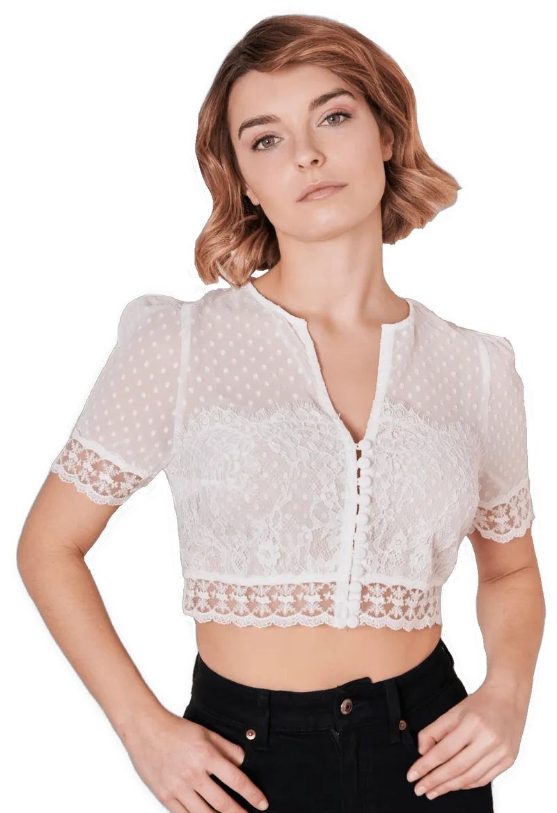 Dirndlbluse Krüger, Marianna, kurzarm, Crop Top, ecru,