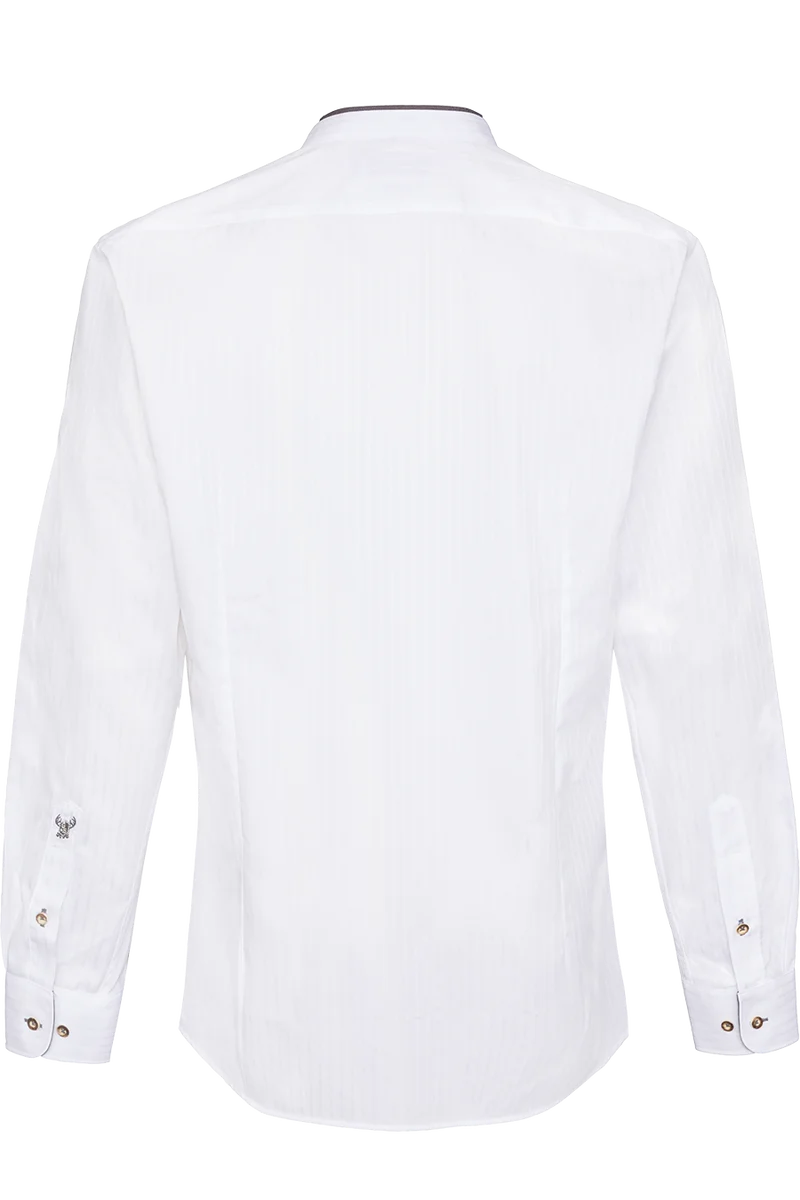 Herren Trachtenhemd Tailored Fit mit Webstreifen - weiß silber