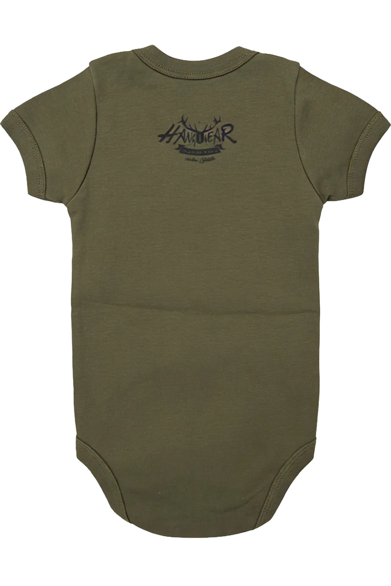 Baby Body mit Hochlandrind 'Dickschädl' - oliv