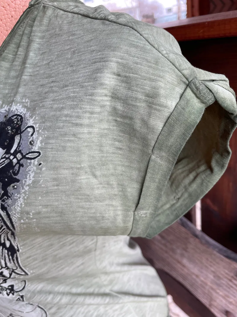 Trachtenshirt, HangOwear, Yola, oliv grün, Gr. L (40/42)