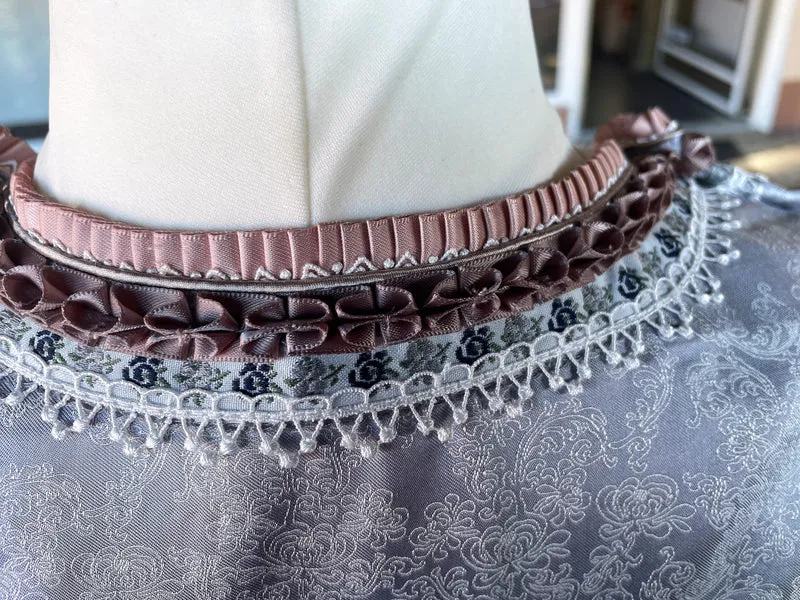 Dirndl Krüger Madl, Anella, Midi, Silber grau, rosé, Midi 60 cm
