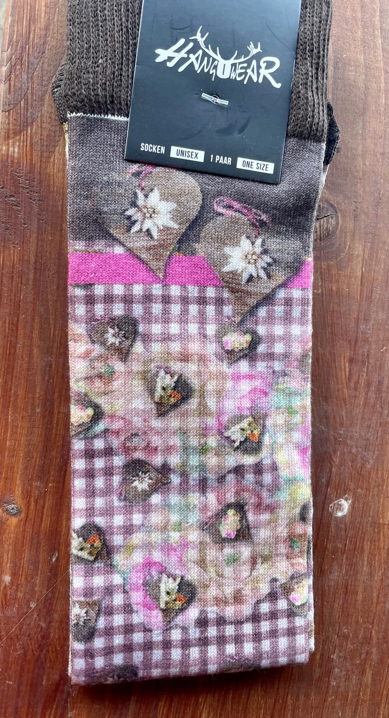 Socken, Trachtensocken Hangowear, Hermine, braun rosa